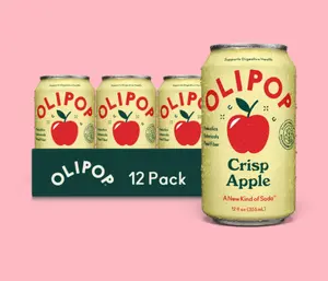 OLIPOP Crisp Apple Prebiotic Soda – Refreshing Apple Sparkling Drink (Pack of 12)