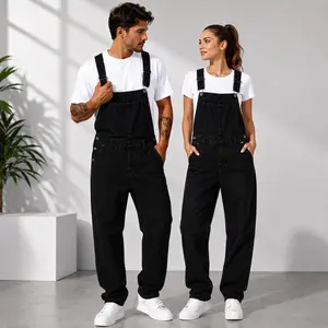 ESDVQ Casual Menswear Denim Bib Overalls - Unisex Baggy Long Overalls with Built-in Pockets, Adjustable Strapping, Wide Leg Jumpsuit for Daily Wear, Couple Outfit