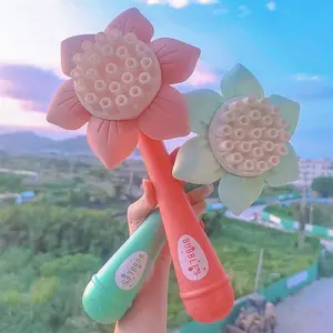 Automatic Electric Bubble Gun Series Sunflower Bubble Machine, Flower Bubble Maker, Outdoor Summer Toy, Kids Bath Toy, Includes 50ML Bubble Solution, Requires Aa Batteries