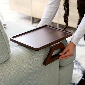 Wooden Sofa Arm Table, 1 Count Adjustable Portable TV Tray, Sturdy Side Table for Eating, Drinking, and Relaxing in Small Spaces, Modern Sofa Table