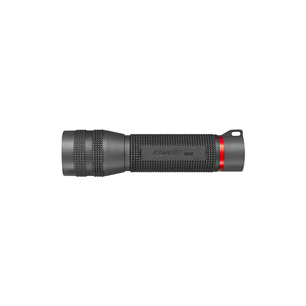 Coast GX20 1200 Lumen Waterproof Alkaline-Dual Power LED Flashlight with Twist Focus, Anti-Roll Cap and Textured Handle - Compatible with 4 x AAA Batteries (Included) or ZX750 Rechargeable Battery