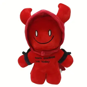 A Cute And Stylish Red Plush Toy of a Little Boy Wearing a Devil Horn Cape, Perfect for Various Holiday Gifts