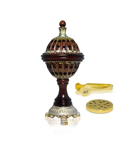 AM Incense Burner Frankincense Resin – Cone Holder Charcoal Bakhoor Burners for Office & Home Décor (Brown)