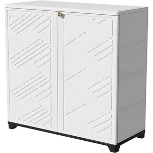 KINYING Outdoor Storage Cabinet Waterproof with 2 Shelves 60 Gallon Resin Storage Shed for Patio Garden Backyard White High Density Resin Material UV Protection
