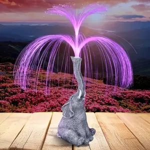 1 solar decorative light - Elephant statue jellyfish light, colorful jellyfish decoration, prepared for family and friends, suitable for solar garden decoration in various occasions