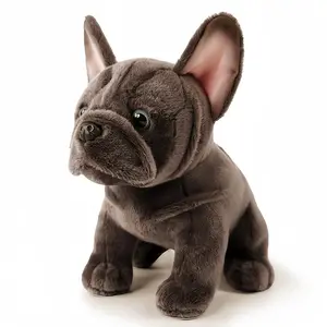 Realistic French Bulldog Plush Toy with Fluffy Ears & Big Eyes - Soft Huggable Stuffed Dog Doll Suitable for & Collectors, Cuddly Companion Gift