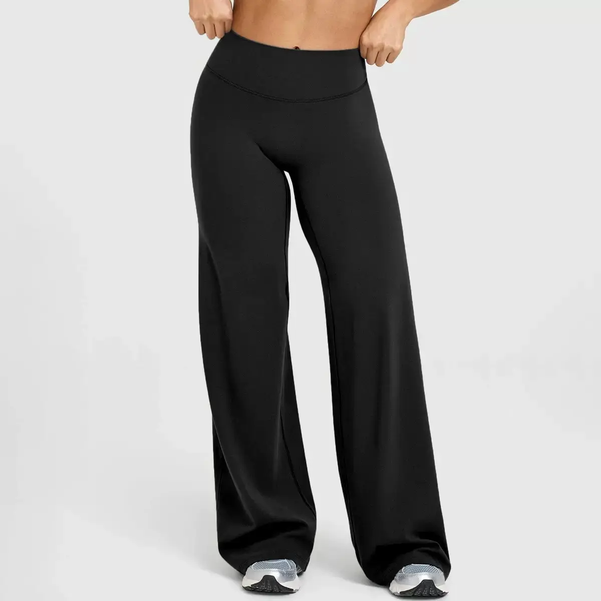 Women's Plain Loose Straight Leg Pants, Wide Leg High Waisted Athletic Sporty Casual Sweatpants with Pockets, Comfortable Daily Wear, Casual Sporty Trousers [Fits Small - Size Up Recommended]
