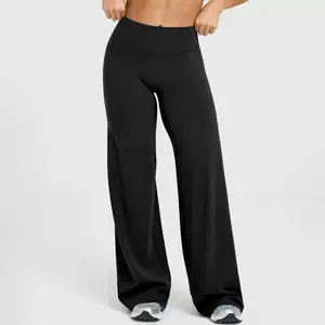 Women's Plain Loose Straight Leg Pants, Wide Leg High Waisted Athletic Sporty Casual Sweatpants with Pockets, Comfortable Daily Wear, Casual Sporty Trousers [Fits Small - Size Up Recommended]