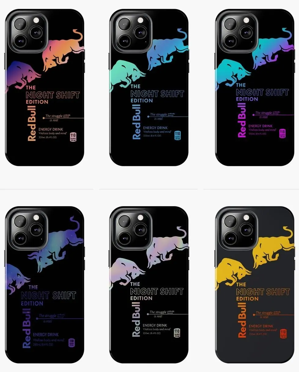 RedBull Energy Drink Minimalist Logo Graphic Phone Case, Smartphone Shell, Handheld Cellphone Accessory for iPhone 7-17 Pro Max Plus & Samsung Galaxy S21-S26 Ultra Plus - Pink White Winter Apricot Blue Edition, Unisex 8IS5TC