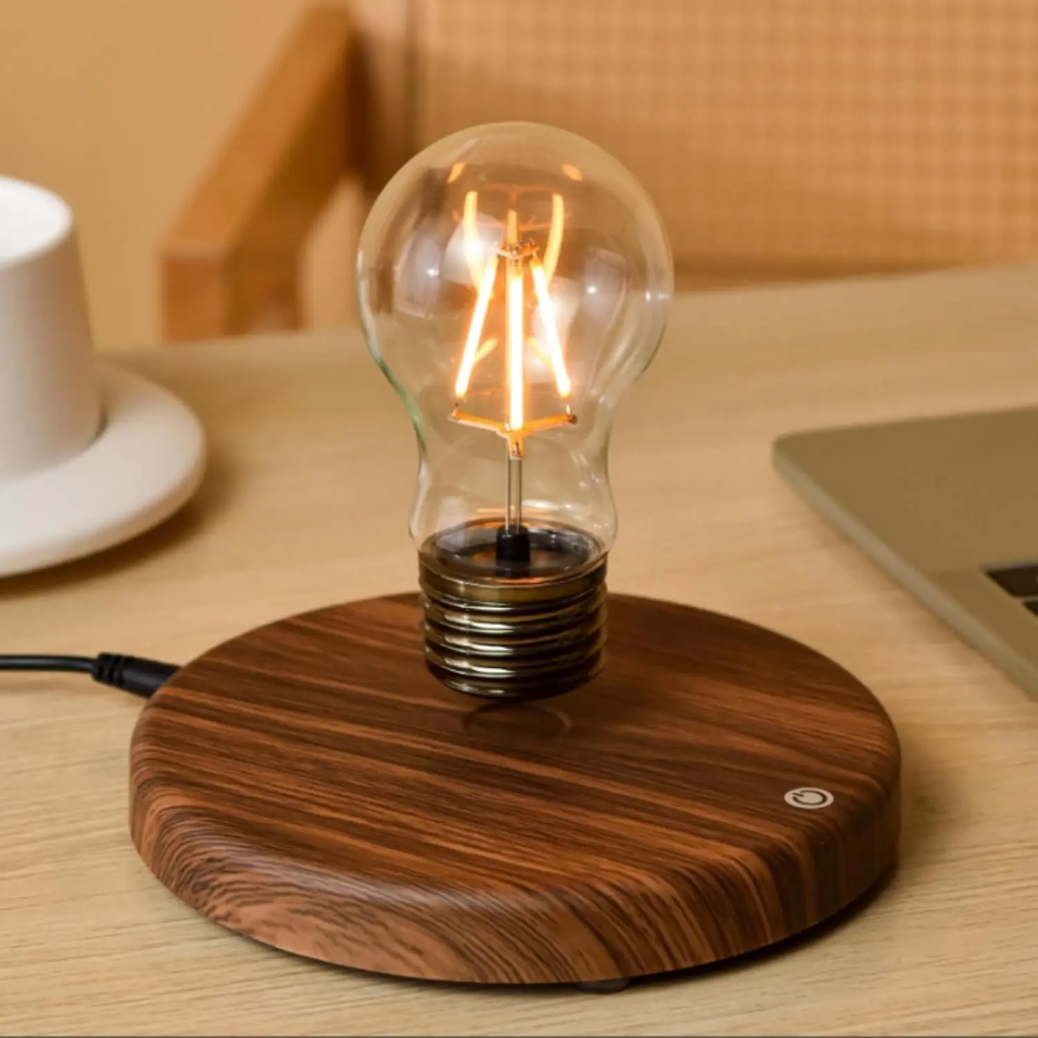 Magnetic Levitating LED Desk Lamp - 3W Power Metal, Dimmable, 360° Rotatable, Touch Control, No Tangled Cords, Cordless Floating, Wireless Charger, Futuristic Bedroom Decoration, Ideal Gift for Tech Lovers’ Gaming Setups