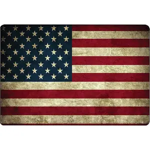 Industrial Lightweight USA Flag Metal Tin Sign, 12x8 in USA-Themed Wall Artwork Plaque, Home Decor for Man Cave, Kitchen - Gift for Bar, Usa-Themed Wall Arts