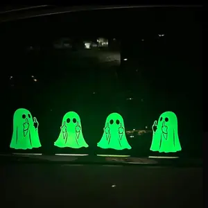 Glow-in-the-Dark Ghost Stickers, 4 PCS Halloween Reflective Car Decals, Halloween Ghost Decals Suitable For Windows, Cars, Motorcycles
