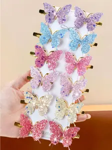 12 Pcs Cute Sweet Colorful Butterfly Barrettes Hair Clips Set, Bangs Side Clip, Daily Wear, Stylish Accessories for Women, Perfect for Everyday Use
