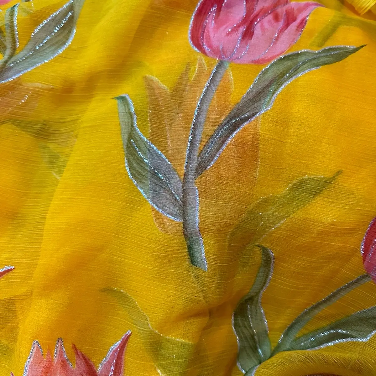 Tulip floral chiffon sari( fall pico done)