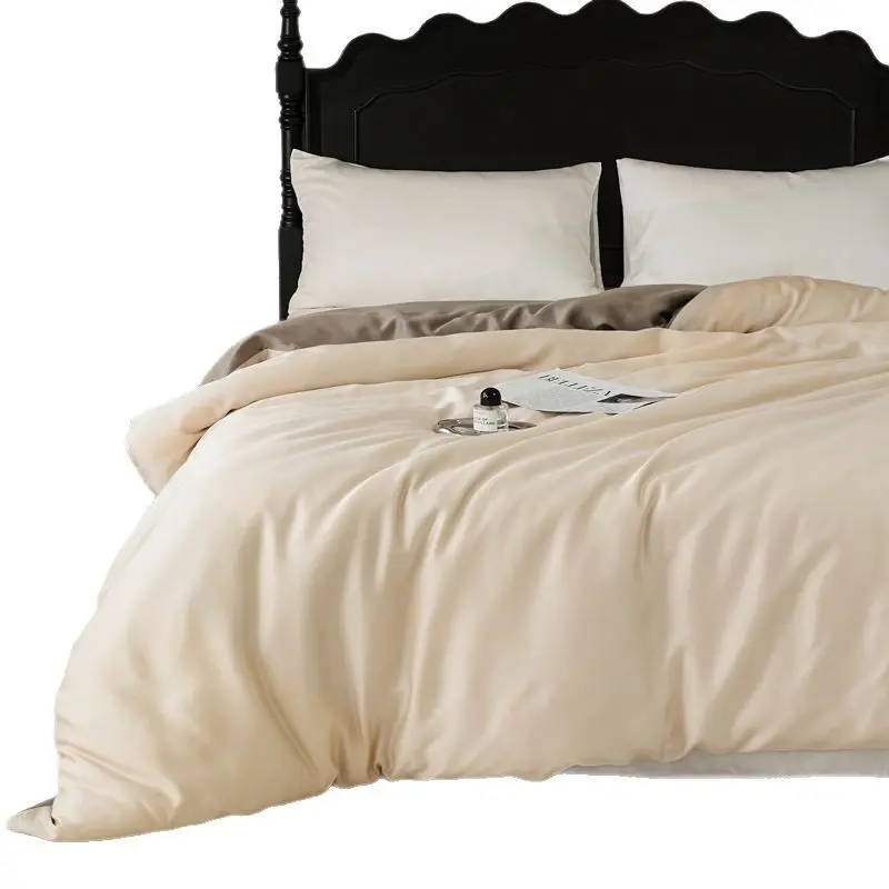 Lenzing Tencel Lyocell Duvet Cover - 60-Count, Solid Color, Single Piece, Smooth Breathable, Cooling Ice Silk Feel, Multi-Size, 1.8m Single Option, Modern Style for Minimalist Bedrooms with Jasmine, Sugar, Cocoa, Mousse Hues