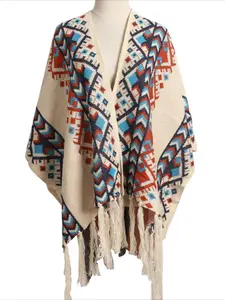 2025 autumn and winter new fashion women's clothing ethnic style versatile two wear medium and long knitted cardigan shawl