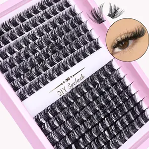 Lash Clusters 168pcs Cluster Lashes 10-16mm Individual Lash Extensions Volume False Eyelashes Clusters Lashes Extensions Natural Look Lashes D Curl Fluffy Cluster DIY Eyelash Extension