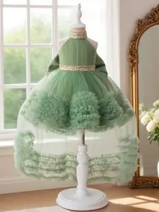 Toddler Girl's Glitter Sequin Decor Tulle Dress, Elegant Sleeveless Round Neck A Line Dress for Party Performance Birthday, Kids Clothes for All Seasons, Ruffle Dress