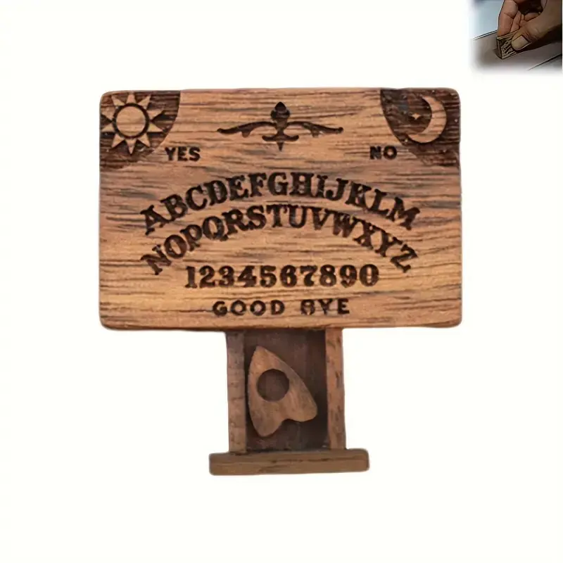 1pc Wooden Mini Retro Spirit Board with Drawer - Ouija-Style Divination Fashion Accessory, Desk Ornament, Collectible Craft Piece
