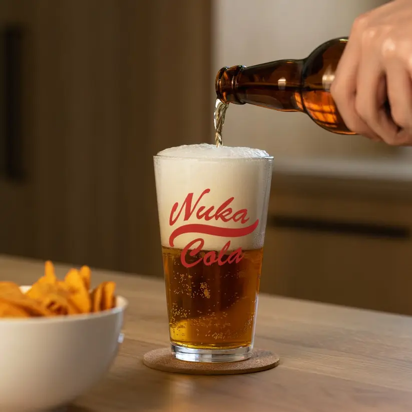 Nuka Cola Beer Glass Drinkware - Classic Red and White Design for Beverage Lovers