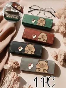 Cute Capybara Multi-Color Glasses Case - Compact Anti-Crush Eyeglass Pouch, High-Quality PU Leather, Scratch-Resistant Protective Accessory, Travel Windproof Glasses Case, Handbag, Sunglasses Storage Bag, Prescription Glasses Protector