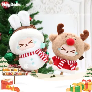 HeyDolls KIKI Christmas Plush Figures Massage Hammer Vinyl Figure Blind Box with Festive Snowman & Reindeer Designs