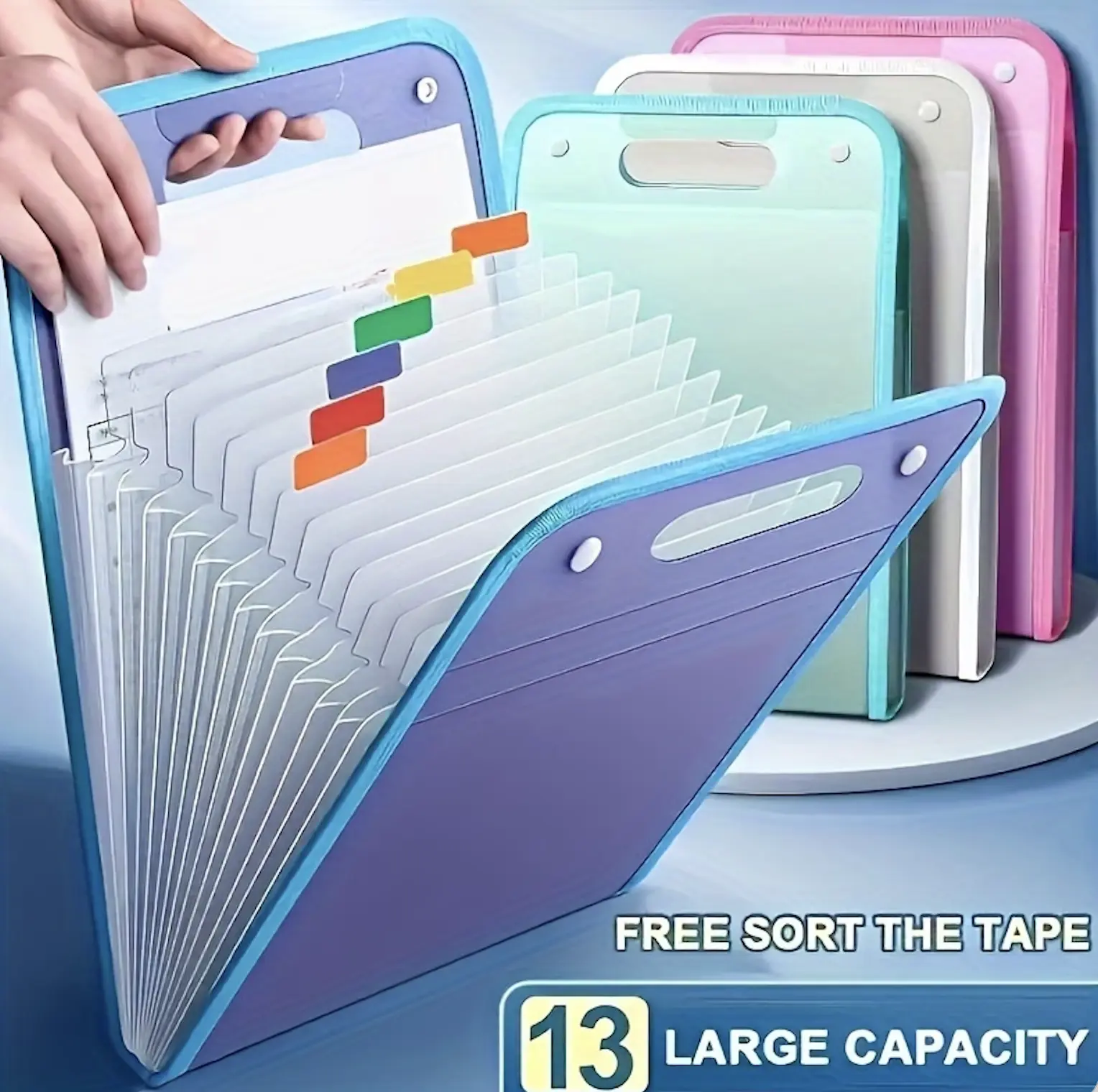 13-Groove Heavy-Duty Vertical PP Plastic File Folder - Home & Office Accessories, Top-Opening, Markable Dividers, Thick Base, A4 Paper Compatible, 13-Layer Laminated Document Organizer for Efficient Access & Organization, 13-Groove Design