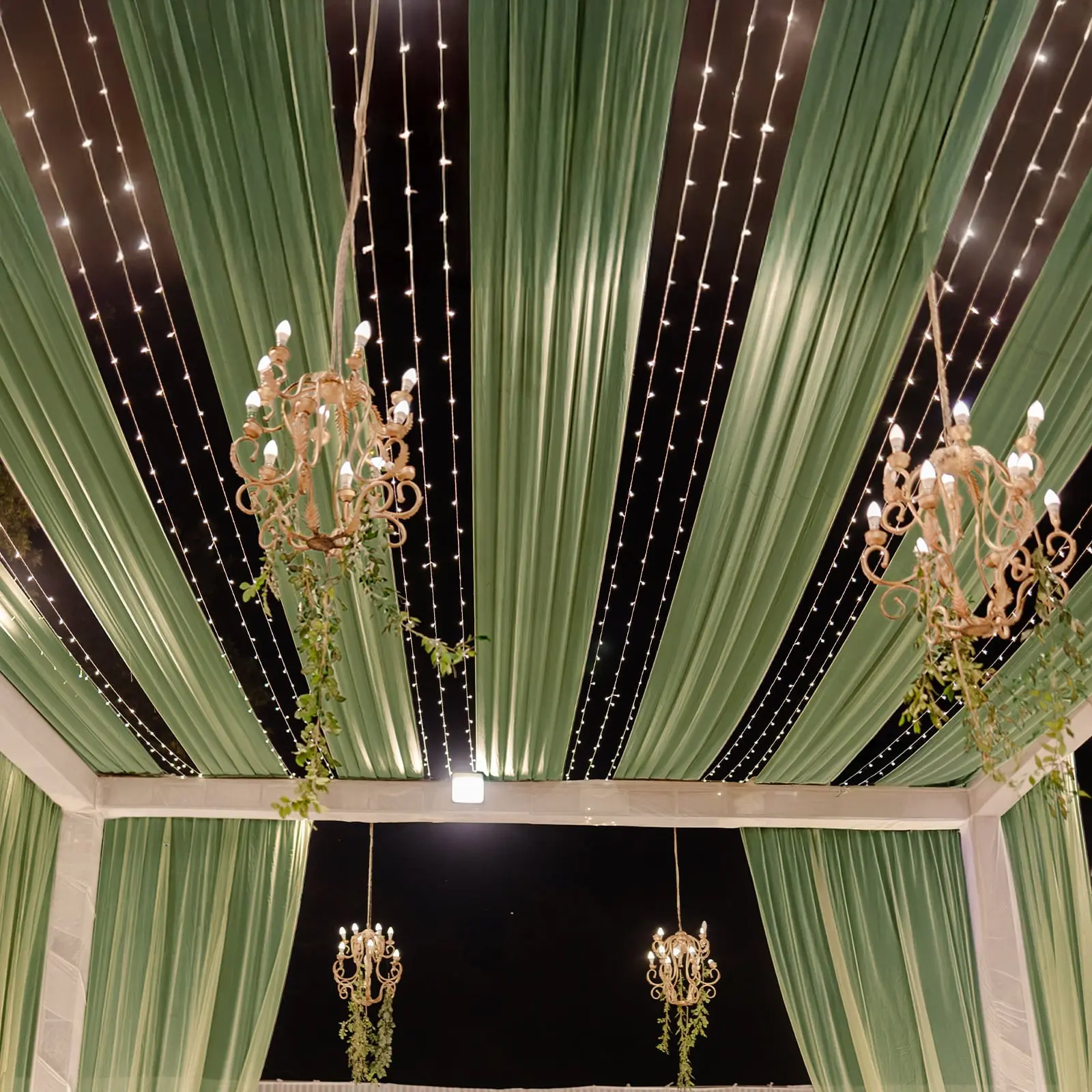 Dusty Sage Green Sheer Backdrop Drape – 5ftx32ft Wedding Arch & Ceiling Decor Panel, Wrinkle Resistant with Soft Shimmer