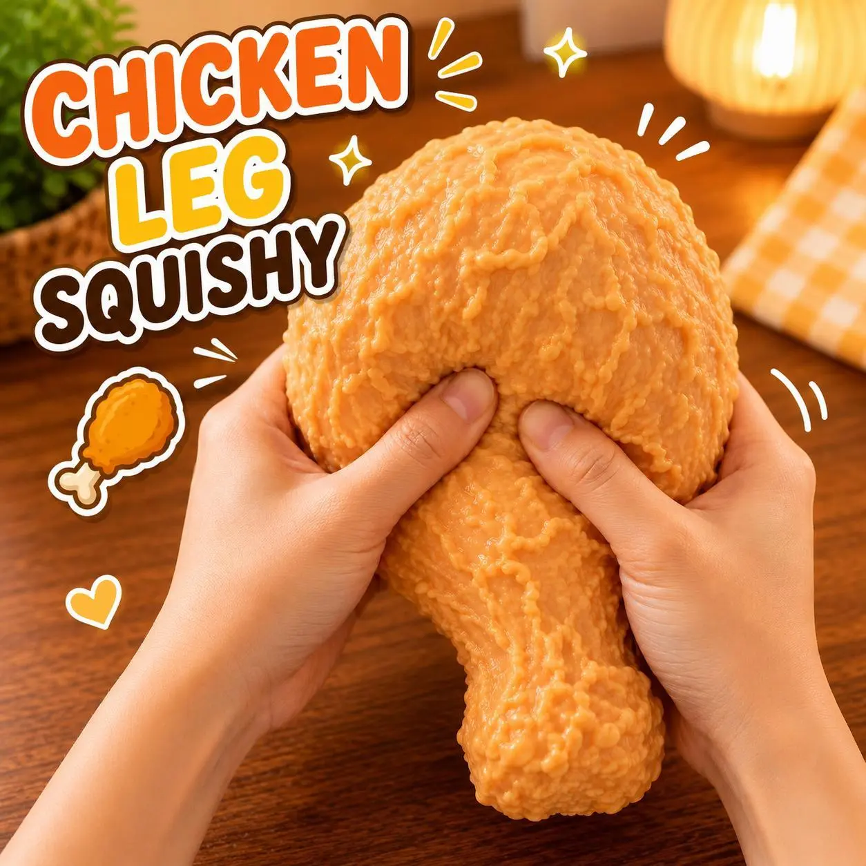 Jumbo Chicken Leg Squeeze Toy, Realistic Squishy Fidget Sensory Toy, Soft TPR Stress Relief Drumstick Gift Toy, Funny Desk Novelty