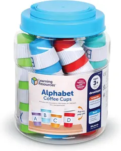 Learning Resources Alphabet Coffee Cups - ABC Toys, Phonics Practice, Reading Readiness, Language Development, Letter Toy for Toddlers, Matching Game, Preschool Activities