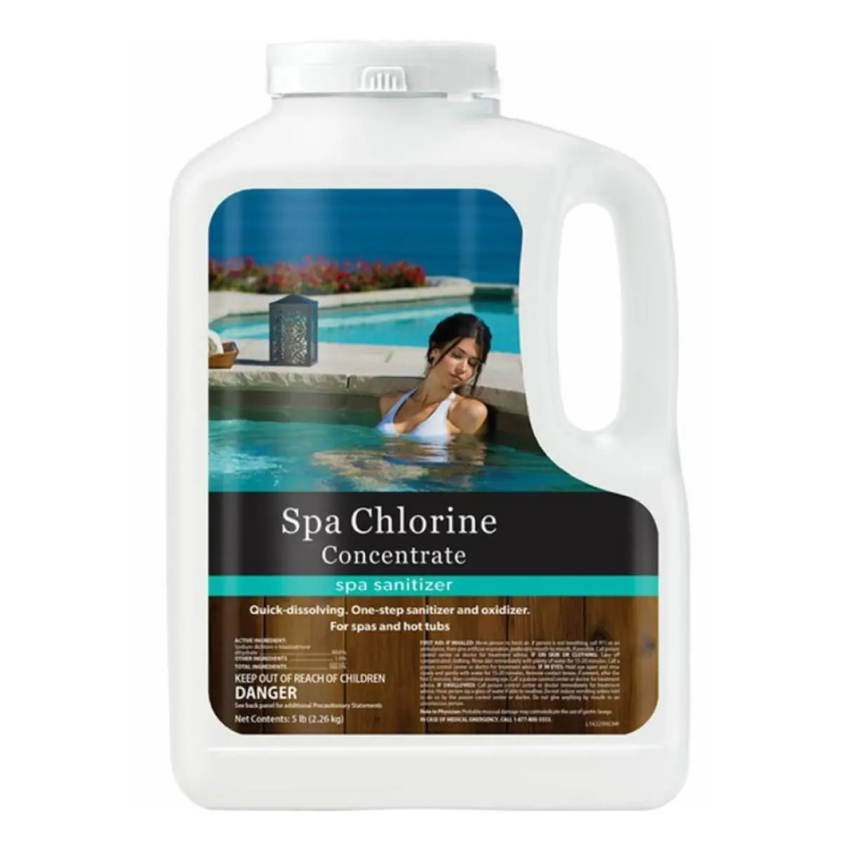 212 MAIN 5 lbs Concentrated Spa Chlorine Bottle - Water Sanitizer with Algae Control for Pools, Hot Tubs, Concentrated Formula