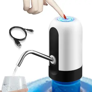 Electric Drinking Water Bottle Pump Portable LED Light Bottled Water Pump USB Rechargeable Dispenser for Home Office(Black)