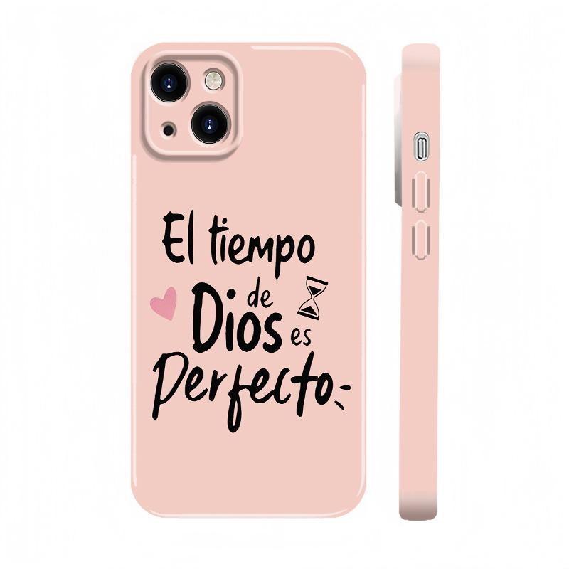 God's Timing Is Perfect Spanish Quote Phone Case for iPhone 17 Pro Max 16 15 Plus 14 13 12 Series Full Camera Lens Protection Shockproof Drop Resistant Durable Bible Inspired Verse Suitable for All People.Religions.Faiths anti-fall mobile phone case