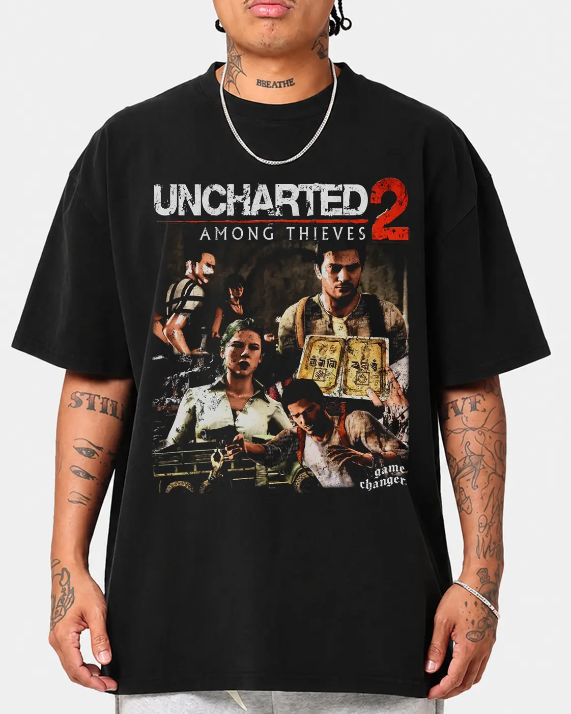 Uncharted 2 Treasure Hunter Graphic T Shirt Gift For Fans Adventure Gaming Tee
