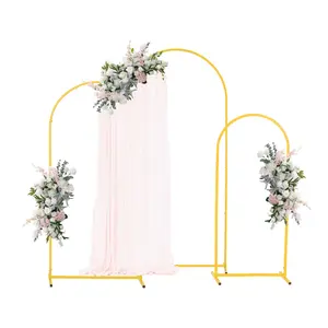 VEVOR Arch Backdrop Stand, Set of 3, 6/5/4 ft, Stable Structure, Easy Assembly, Gold Metal Arch Backdrop Stand for Wedding, Birthday Party, Graduation, Holiday Celebration, and Ceremony Decoration