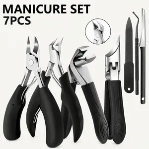 7PCS Professional Nail Clipper Set – Toenail Clippers for Thick Nails, Ingrown Toenail Tool Kit, Stainless Steel Manicure & Pedicure Set wide jaw opening Foot Care Product Cutics, Nail Cutter