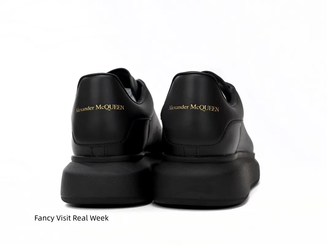 Unisex Full Black Smooth Leather Platform Low Top Sneakers, Black Laces, Thick Shock Absorbing Sole Comfort Daily & Street Shoes