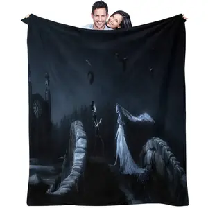 Zombie Bride Pattern Blanket, All-Season Use, Throw Blankets, Suitable for Bed Sofa Car Room Decor, Perfect Gift, Single-Sided Print Blanket