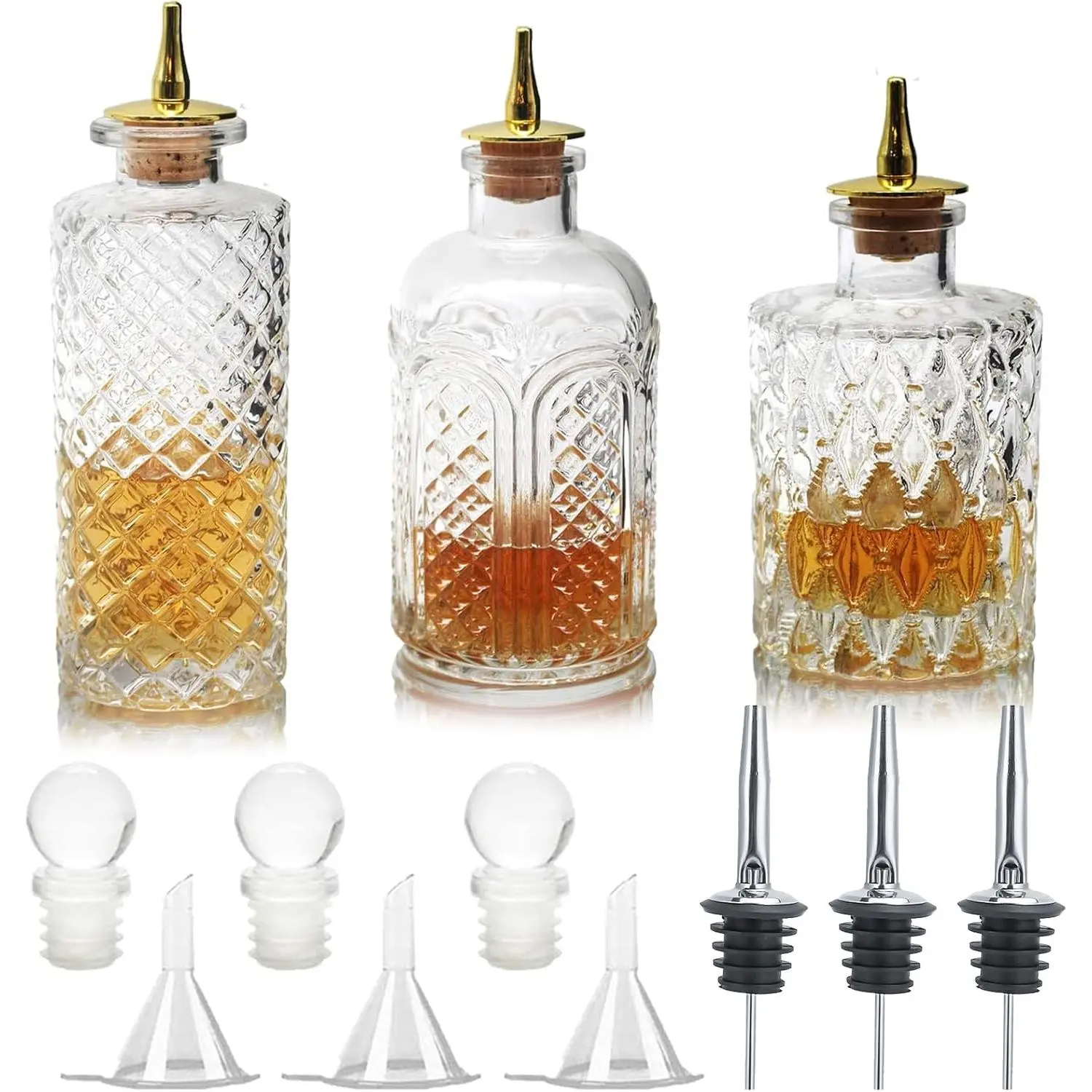 Bitters Bottle for  - Glass Dasher Bottles with Dash Tops,  for Bartender, Bar
