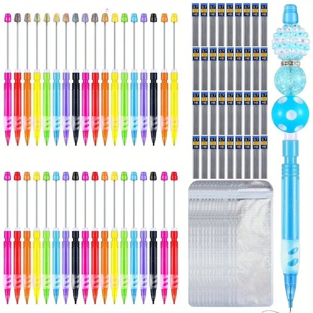 Beaded Mechanical Pencils Set with Silicone Guard - 100pcs/50pcs Sets, 36/18 Refill Packs, 36/18 Pouches for Back to School, Sketching, Writing, DIY Beading Crafts
