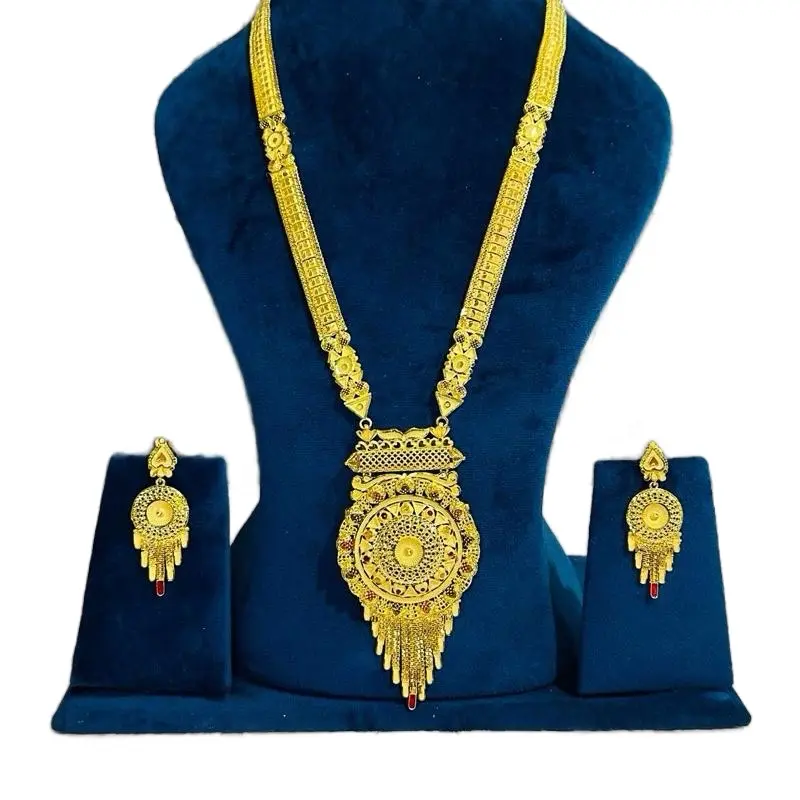 Indian Necklace Set with Earrings - Gold-Tone Decorative Jewelry Set for Indian Style Accessories