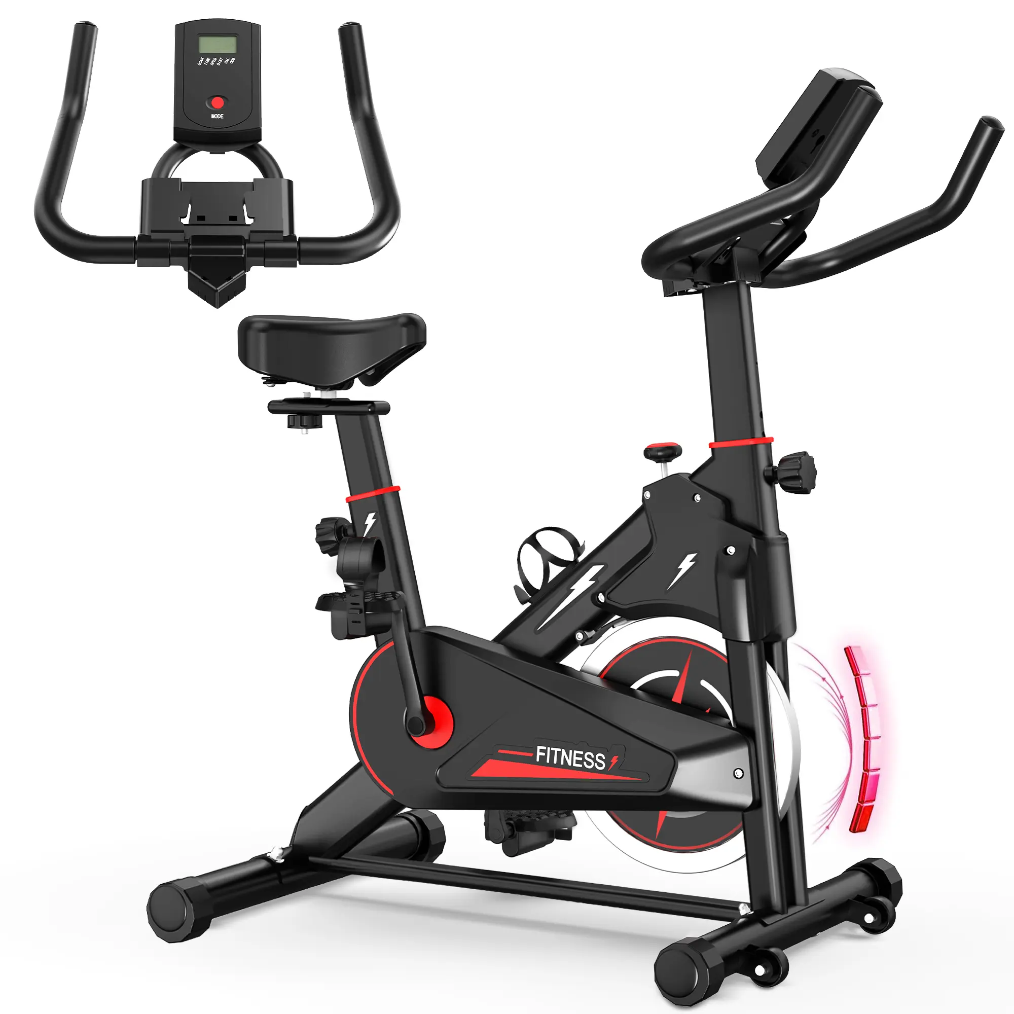 SAYGOGO Indoor Mechanized At-Home Exercise Bike - Home Fitness Machine with Monitor, Adjustable Resistance, Comfortable Seat, Ergonomic Handlebars, Stable Base, Portable Design for Daily Indoor Use, At-Home Exercise Bikes