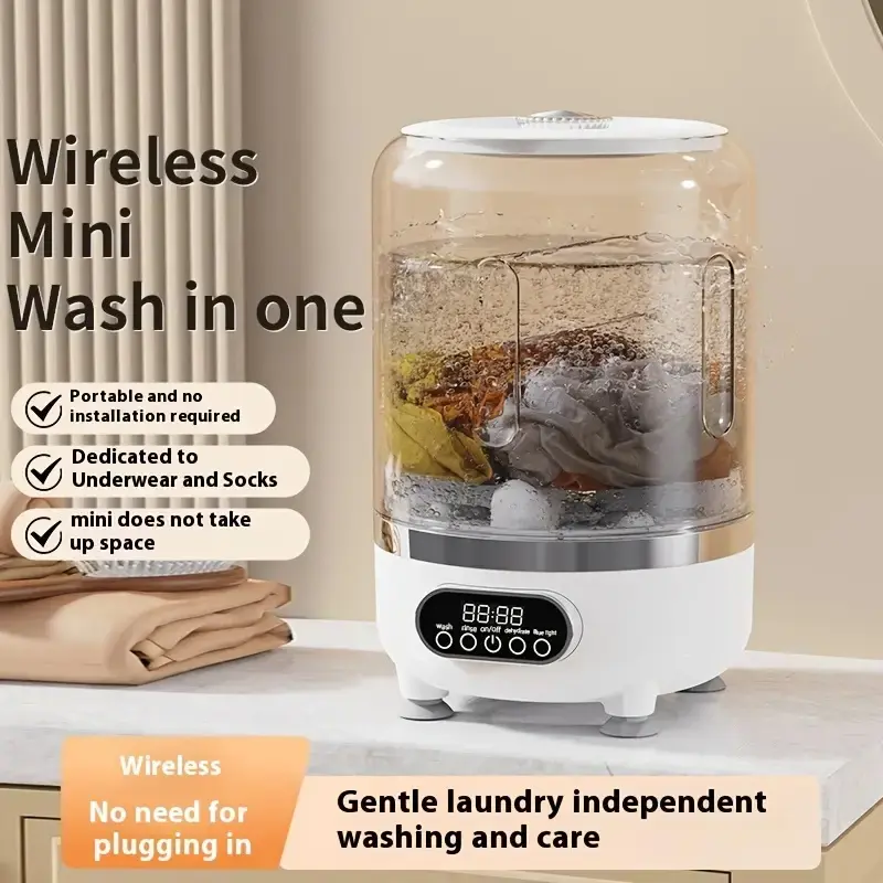 USB Charging Portable Mini Automatic Portable Laundry Washer, No Plug Needed, Lightweight Washer, Easy to Use, Ideal for Travel Home RV Camping Laundry Needs, Portable Washing Machine