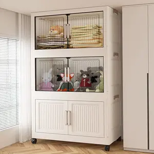 Thick Farmhouse Storage Cabinet Foldable Multi-Layer No Installation Home Clothes Bedroom Baby Closet Storage Cabinet