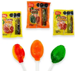 Vero Combo Mix 10 Pieces Pack - Mango Watermelon & Tamarind Lollipops with Sauce 410g Mexican Candy Snack Sweet Tangy Flavor Experience - Mango