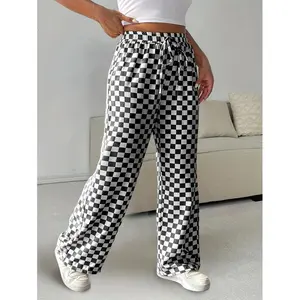 Plus Size Plaid Straight Pants Women's Bottoms