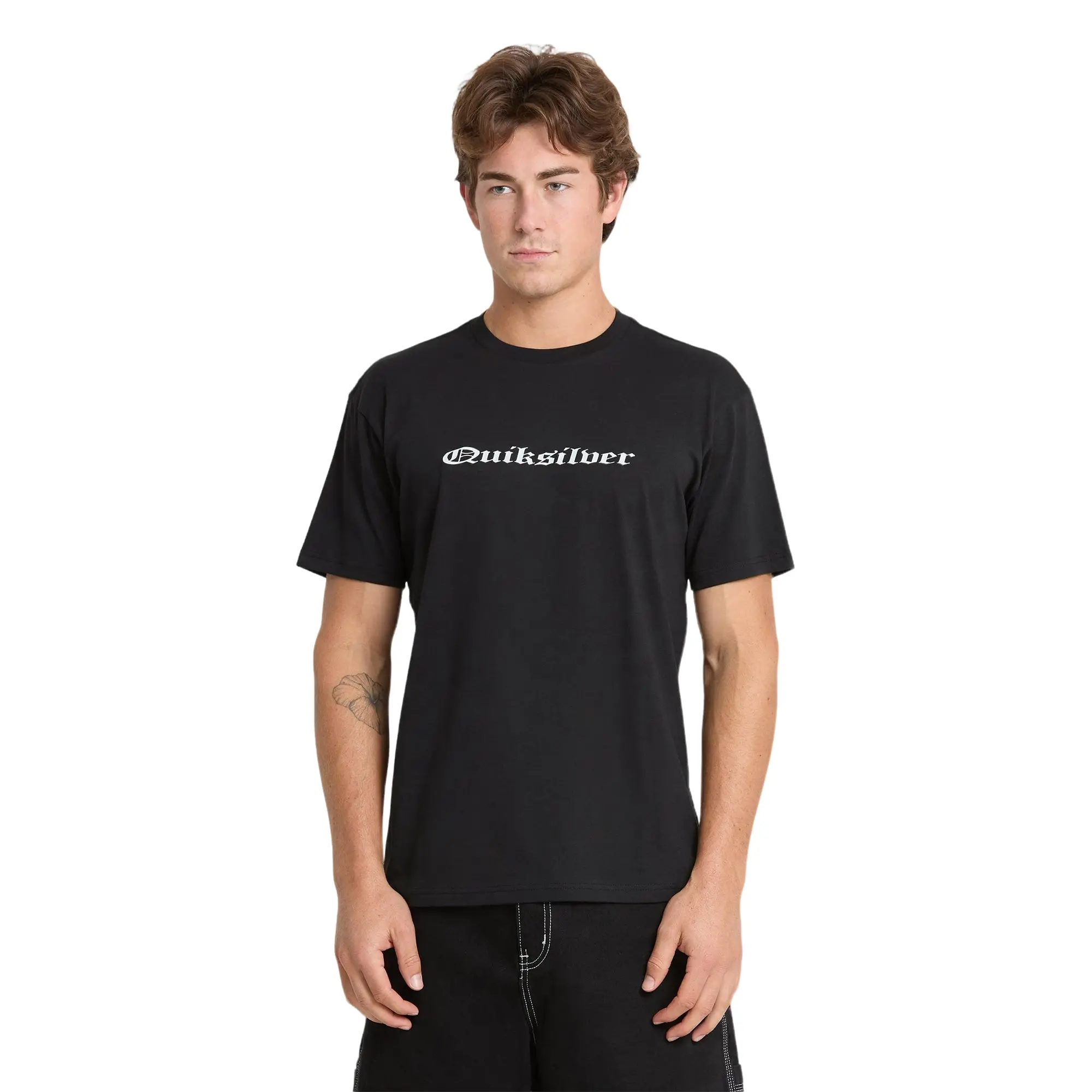 Quiksilver | Chrome English Short Sleeve Knit T-Shirt | Men's 100% Cotton Graphic Print Soft Hand Feel | Everyday Wear