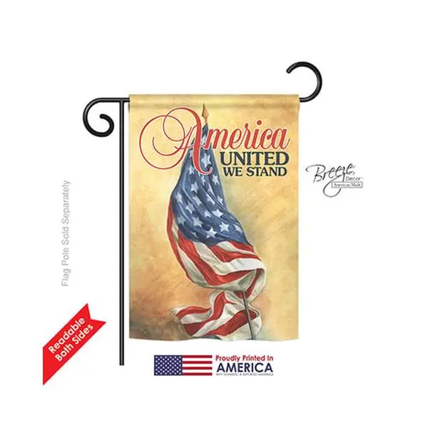 Breeze Decor 61061 Patriotic America United Polyester Garden Flag - Double-Sided Original Artwork, Pole Mount Compatible, 13 x 18.5 in., Fade Resistant, Outdoor