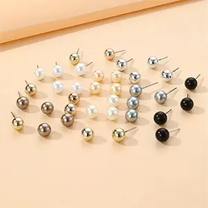 Sterling Silver Cultured Freshwater Pearl Button 8mm Stud Earrings, Color and Set Options