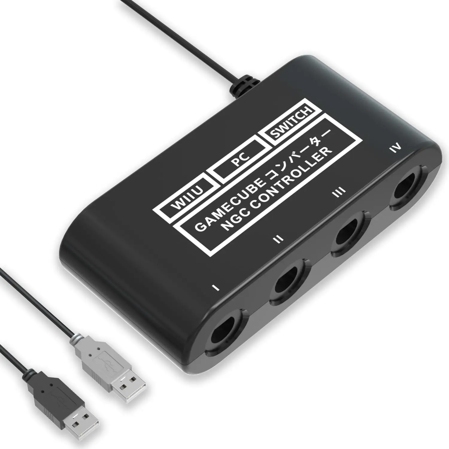 GameCube Controller Adapter for Nintendo Switch - 4-in-1 GameCube Controller Support, Built-in Stable IC Chip, Plug&Play, Compatible with Wii U/PC USB, 180cm Data Cable, 70in Compatibility Ready Console Accessory